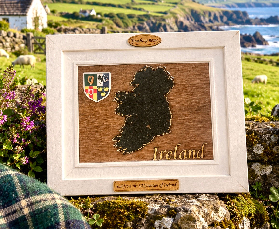 Ireland 32 County soil plaque (WHITE FRAME)