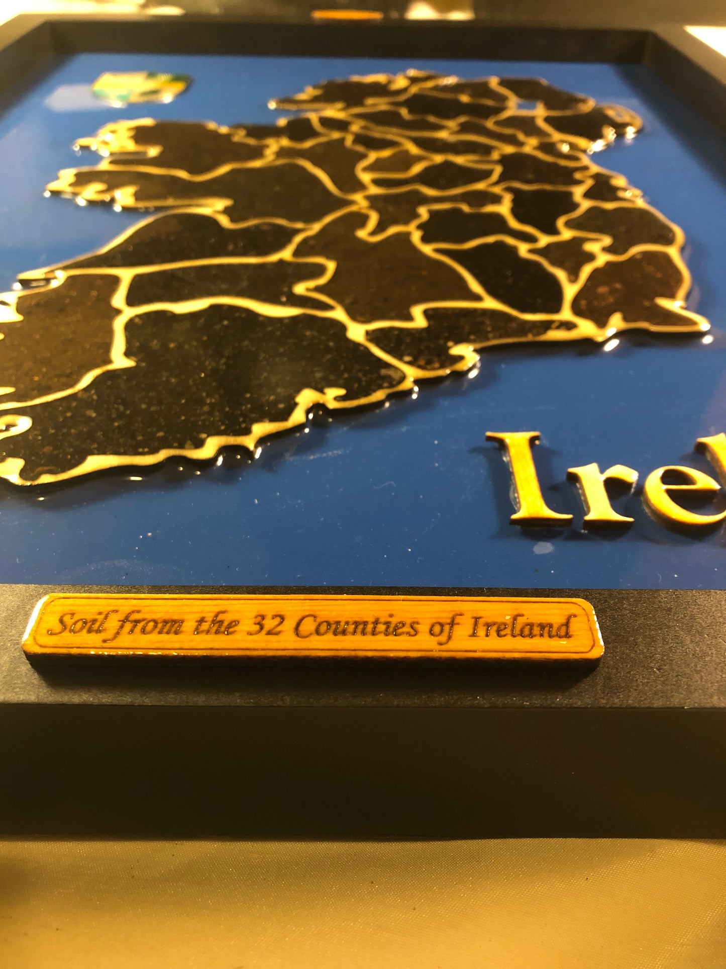 Ireland plaque with the soil of the 32 counties