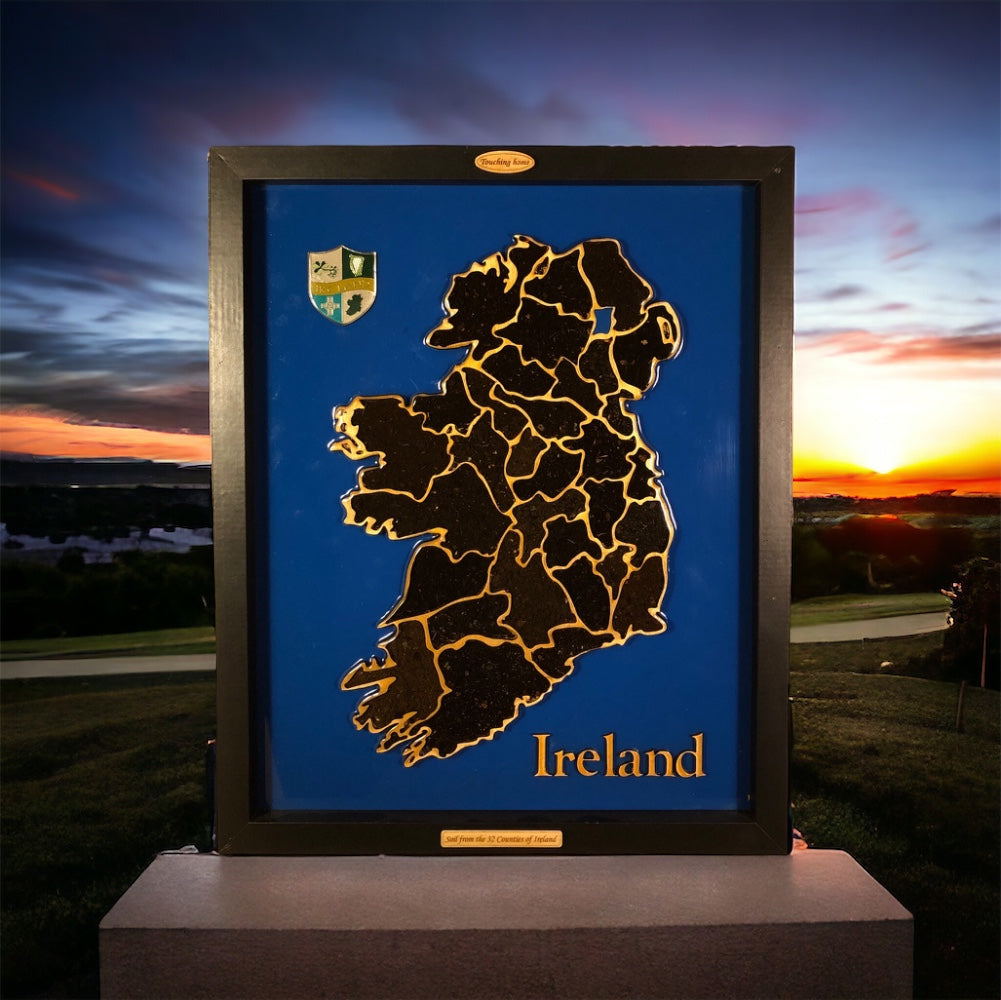 Ireland plaque with the soil of the 32 counties